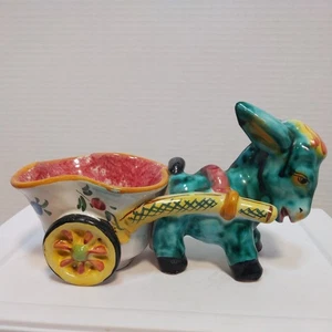 Vintage ITALIEN Esel Wagen/Wagen Keramik Übertopf Mid Century handbemalt - Bild 1 von 13