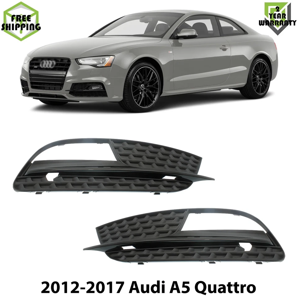 Front Fog Lights Cover Textured Left & Right Side For 2012-2017 Audi A5 Quattro Foto 1 de 4