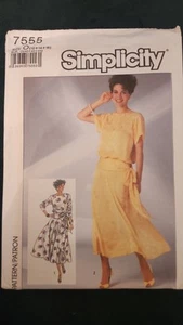 7555 Vestido Blusa Vintage Simplicity Costura Patrón Años 80 Misses SIN CORTAR Raglán - Imagen 1 de 5