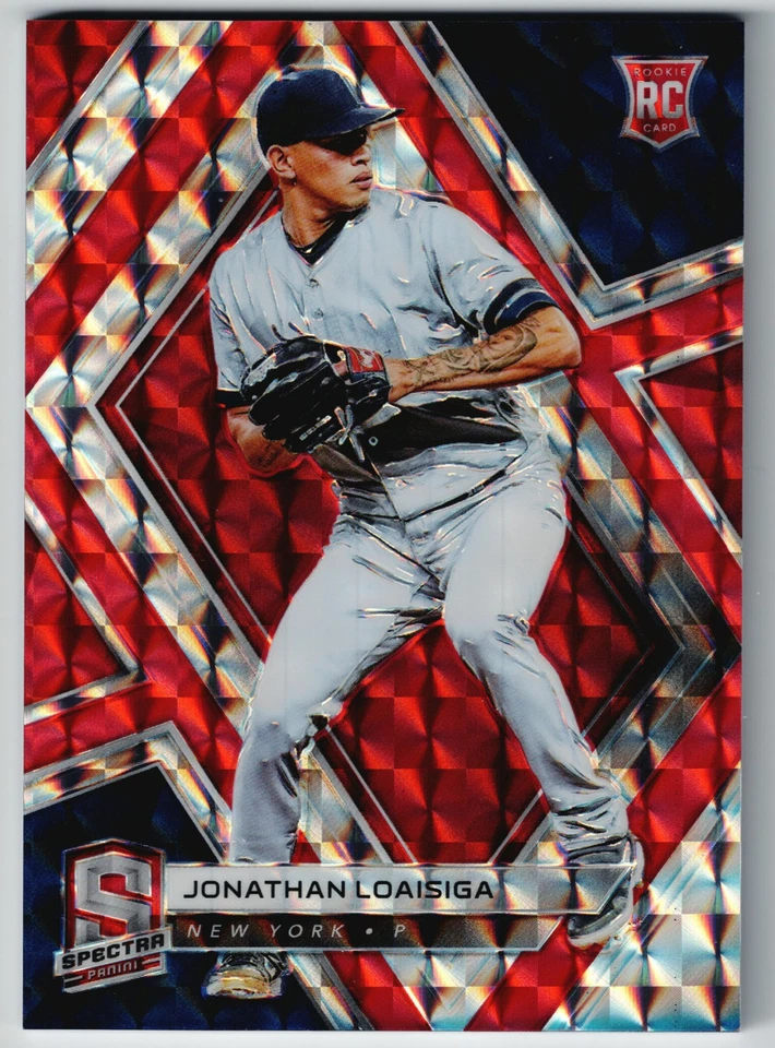 2019 Panini Spectra Jonathan Loaisiga Rookie RC Red Mosaic /25 #23 Yankees - Image 1 of 2