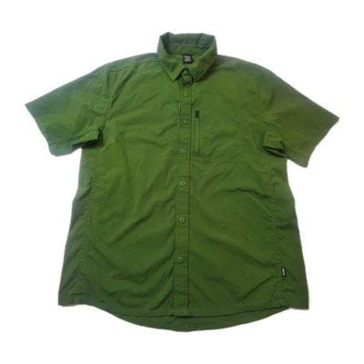 Camisa REI Co Op Para Hombre Talla Mediana Verde Manga Corta Exterior Cremallera Bolsillo Adulto Foto 1 de 4