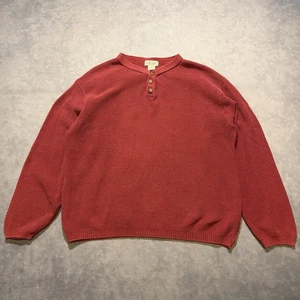 Vintage St Johns Bay Henley Seeater Herren Large Rot Grobstrick Hergestellt in den USA - Bild 1 von 9