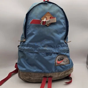 Vintage 80er Nike blau Nylon Wildleder Leder Boden Wandern Ourdoor Rucksack Tasche - Bild 1 von 17