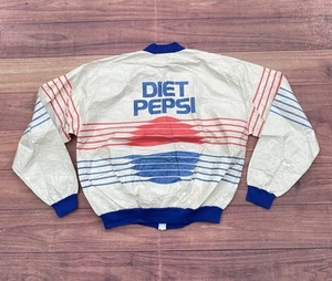 Vintage 80s Diet Pepsi Tyvek All Over Graphic Windbreaker Lightweight Jacket XL - Picture 1 of 10