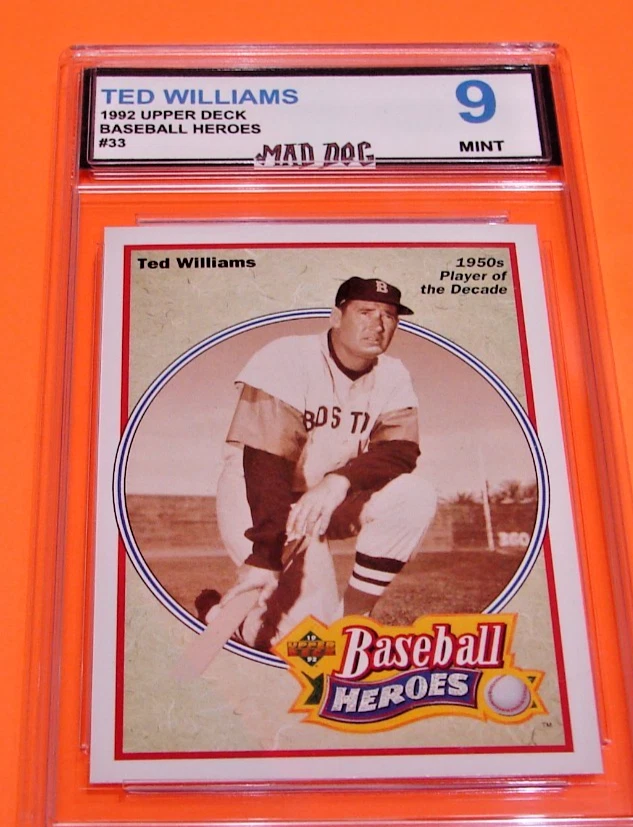 TED WILLIAMS****1992 UPPER DECK**Baseball HEROES**33**MINT 9***RED SOX**Mad Dog - Image 1 of 1