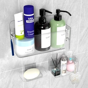 Shower Caddy Bathroom Organizer Extra Large 3-Pack Strong Adhesive Clear Show... - Picture 1 of 6