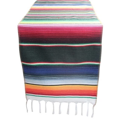 14x84 inch Forest Green Mexican Serape Table Runner for Cinco de Mayo Fiesta - Imagem 1 de 2