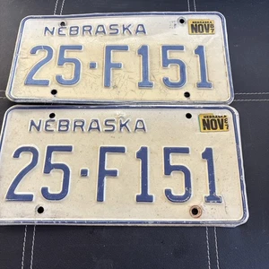 Nebraska1987 Matched Set Of License Plates - Picture 1 of 5