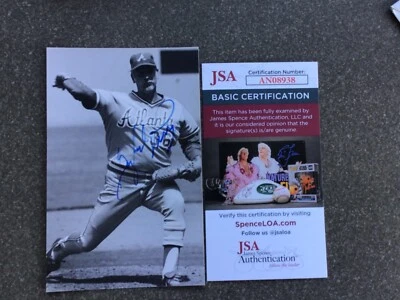 GAYLORD PERRY Signed Team Issued Post Card JSA Auto ATLANTA BRAVES HOF Autograph - Image 1 of 2