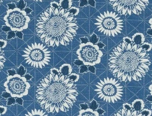 WILLIAM YEOWARD VORHANGSTOFF DESIGN "Elena" 2,6 METER DENIM LEINENMISCHUNG - Bild 1 von 5