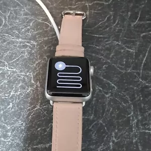 Apple Watch Series 3 38mm Aluminium Case with pink leather band (Faulty) - Picture 1 of 3