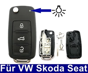 3Tasten Schlüssel Gehäuse für VW Golf T5 EOS Tiguan Passat Seat Skoda Beetle - Picture 1 of 3