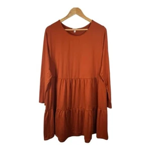 Love, Fire Burnt Orange Long Sleeve Tiered Dress Women Plus Size 1X - Picture 1 of 7