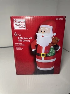 NEU 6,5 Fuß LED Weihnachtsmann mit Bärenstrumpf Weihnachten luftgeblasen aufblasbar - Bild 1 von 4