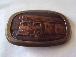 VTG 1983 GREAT AMERICAN BELT BUCKLE CO CHICAGO FIREMAN'S LEATHER & BRASS ~NICE - Picture 1 of 2