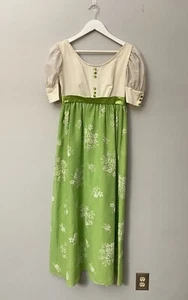 Vintage 60s Cari-Lyn Green Floral Swiss Dot Empire Waist Dress Prairie Cottage - Picture 1 of 11