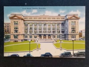 Postcard Omaha Nebraska NE Courthouse Street View - Picture 1 of 2