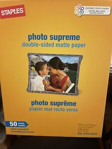 New Staples Photo Supreme Paper, 8 1/2" x 11", Double Sided Matte, 50/Pack 
