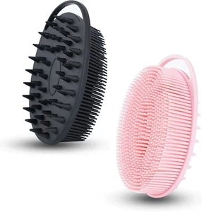 2 PC Silicone Exfoliating Body Scrubber, 2 in 1 Black&pink - Picture 1 of 7