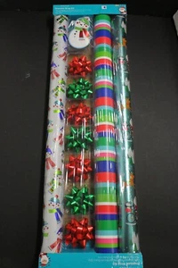 3 Roll Wrap7 Bow 8 Gift Tag Variety Pack Holiday Christmas Wrapping Gift Snow - Picture 1 of 5
