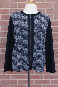 Women's Alfred Dunner Faux Fur Jacket Black/Gray Size Petite 14  - Picture 1 of 7