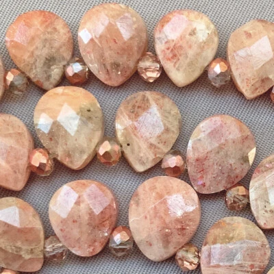 Piedra solar 12x9 mm facetada Briolette lágrima semipreciosa Q8 cuentas por paquete Foto 1 de 2