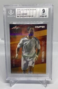 BGS 9 Cristiano Ronaldo 2020 Leaf HYPE! #47 Rare Card Gold Shimmer 1 of 1 - Picture 1 of 1