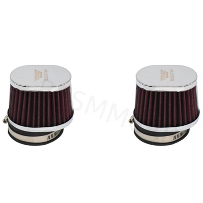 2PCS Motorcycle High Flow Cold Air Intake Cleaner Filter Pod Kit 60MM Washable - Image 1 of 4