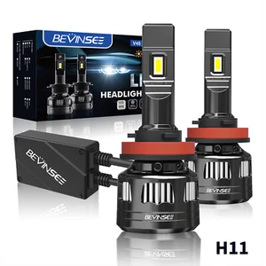 BEVINSEE V45 2x H11 H8 LED Fog Light Bulbs 120W 6000K For Audi A4 Allroad B9 8WH - Picture 1 of 8
