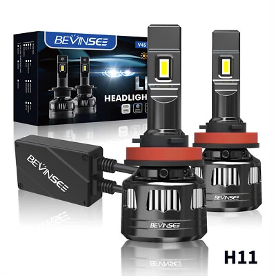 BEVINSEE V45 2x H11 H8 LED Fog Light Bulbs 120W 6000K For Audi A4 Allroad B9 8WH - Image 1 of 4
