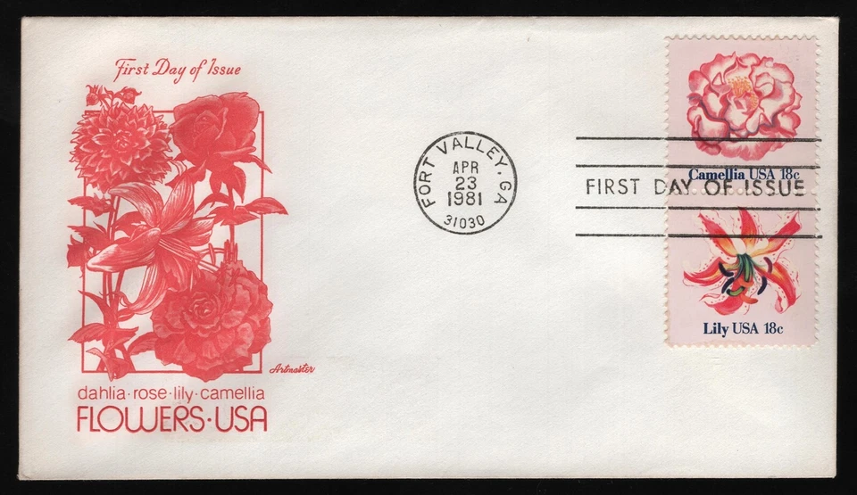 #1877 & 1879 18c Flowers, Artmaster-Add FDC **ANY 5=FREE SHIPPING** - Image 1 of 1