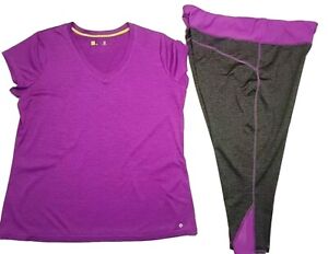 Xersion Women's Active Wear  Shirt XL & Capris XXL Purple