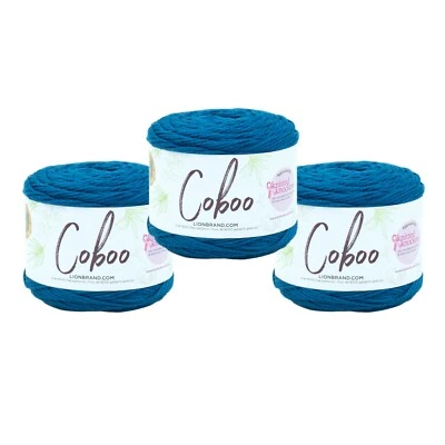 (3 Pack) Lion Brand Yarn 835-109T Coboo Yarn, Steel Blue