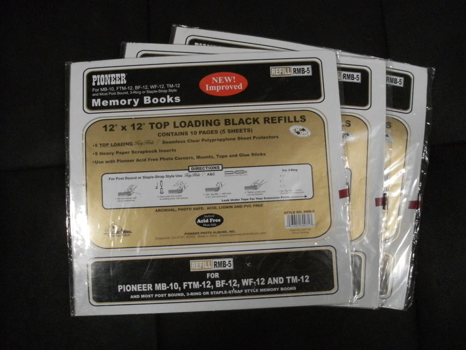 Pioneer 12x12 Clear Page Protectors With Black Paper Inserts