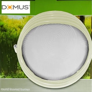 Large Round Bunker Light Beige Louvred Aluminium Glass Outdoor 240V IP44 220mm - Picture 1 of 8