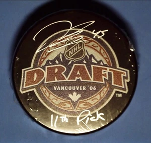 Jonathan Bernier Signed NHL Draft 2006 Vancouver Logo Puck “11th Pick” COA - Picture 1 of 5