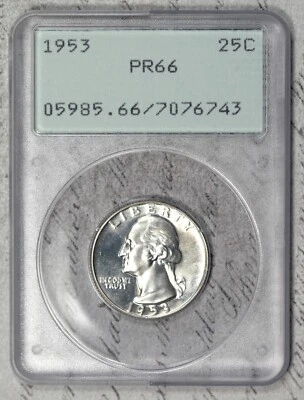 1953 Washington Quarter PCGS PR66 Proof in Old Rattler Holder! #EHA5 - Image 1 of 2