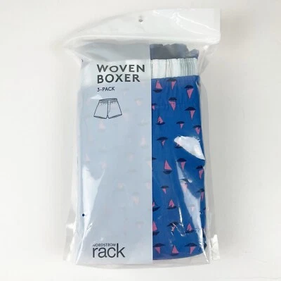 Paquete de 3 boxers tejidos Nordstrom tienda para hombre 2XL azul multi velero NUEVO Foto 1 de 4