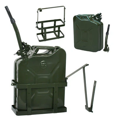 5 Gallons Jerry Can with Holder 20L Liter Steel Oil Gas Tank Gasoline Green - Image 1 of 4