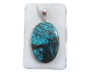 Chrysokoll in Matrix Cabochon Anhänger mit Ringschlaufe Nr. 3569 - Bild 1 von 2