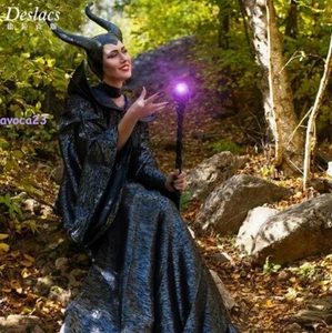 Maleficent Deluxe Evil Queen Cosplay Costume Outfit Dress Halloween Asian Size - Picture 1 of 11