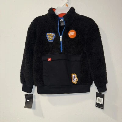 NIKE SPORTSWEAR SHERPA SWEATSHIRT KIDS BLACK size 7 (6-7) - Image 1 of 4