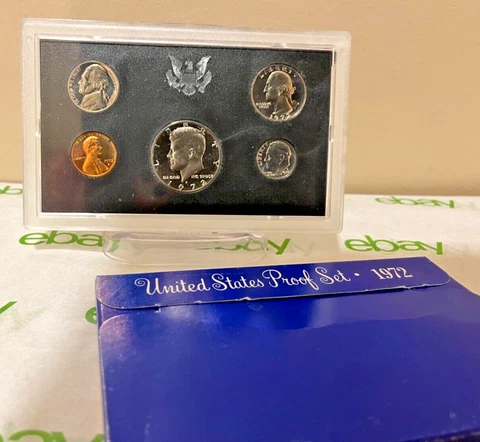 1972-S United States PROOF Set (5 Coin) US Mint Issued Case & Folder Cover