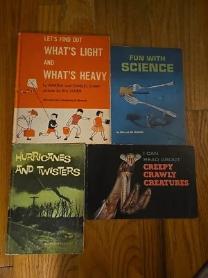 Vtg Childrens Science & Nature Book Lot 50s 60s 70s Hurricanes Twisters Insects Foto 1 de 4