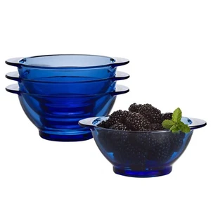 [SET OF 4] 15 oz Cobalt Blue Glass Bowls, Cereal Bowl / Soup Bowl / Salad Bowl