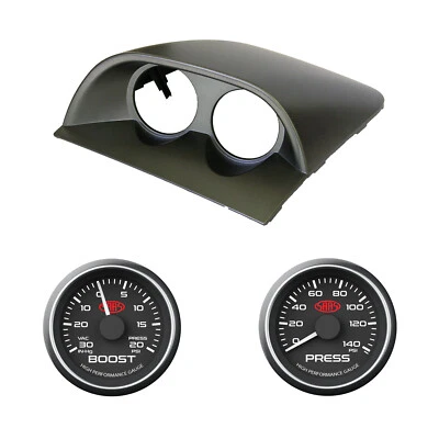Dual Gauge Pod w/ Black Turbo Boost & Oil Pressure Gauge VY VZ Holden Commodore - Image 1 of 4