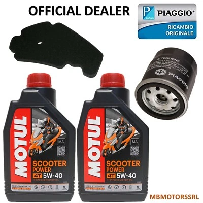 KIT TAGLIANDO PIAGGIO BEVERLY 300 HPE 2021 2022 2023 MOTUL 5W40 + FILTRO OLIO