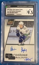 2020 Upper Deck Top Shelf QUINN HUGHES Promo RC AUTO /75 * CGC 9.5 Mint+