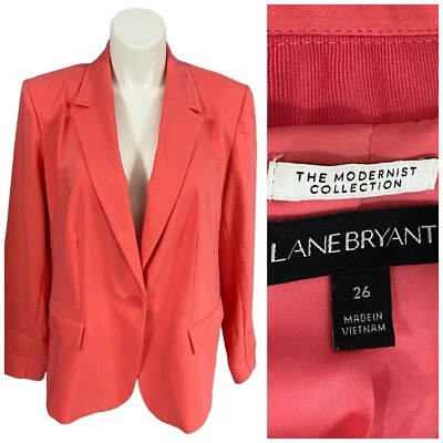Blazer Lane Bryant Mujer Talla 26 Naranja Verano Playa Trabajo Oficina Chaqueta Cápsula Foto 1 de 4