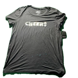 T-shirt Torrid donna taglia 0 LG nera maglia super morbida paillettes cheers festeggia - Foto 1 di 7